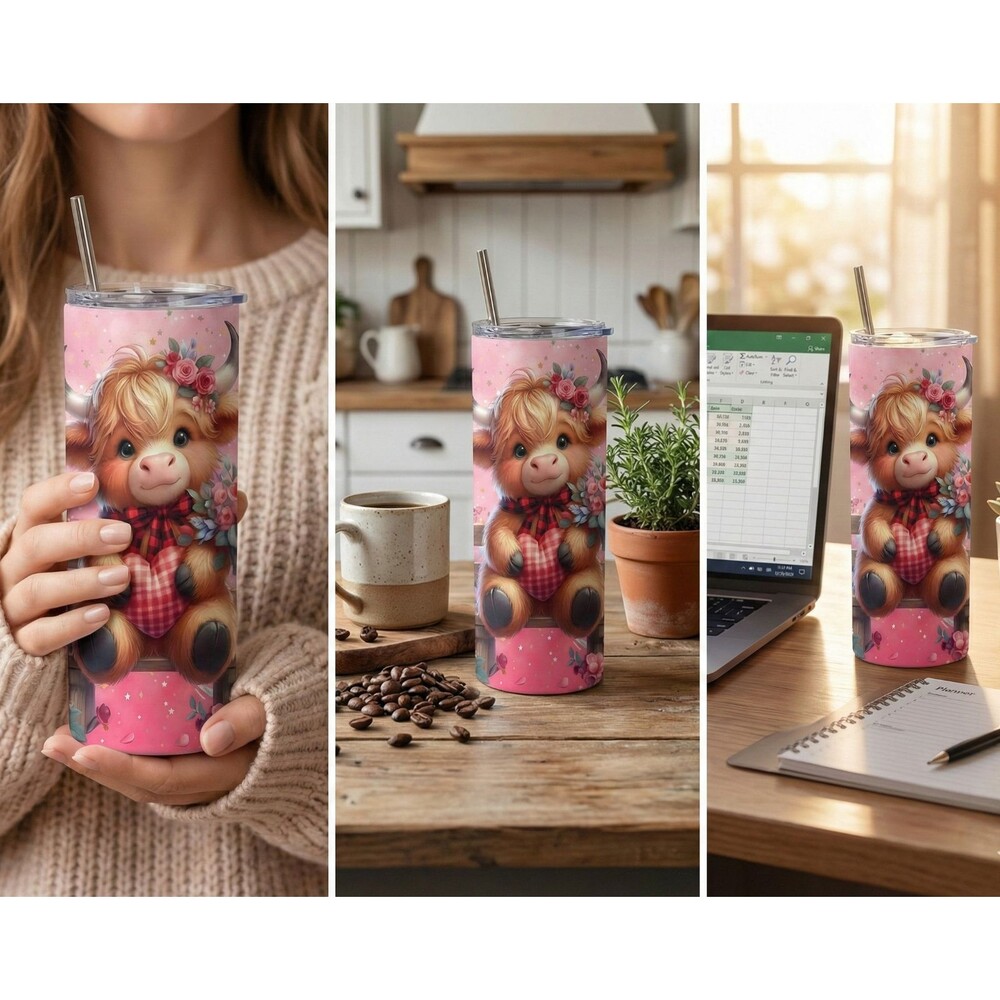 Valentines Day , 20oz Tumbler W/ Lid & Plastic and Metal Straws, Straw Brush